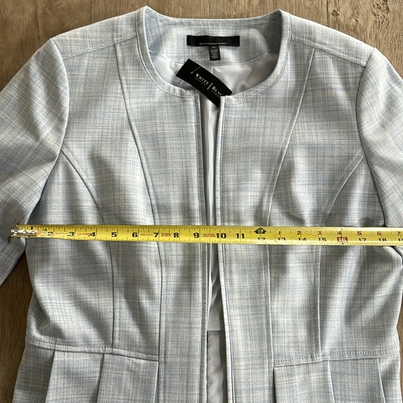 NWT White House Black Market plaid Blue-white soft plaid Blazer Jacket sz 12 - Picture 9 of 12